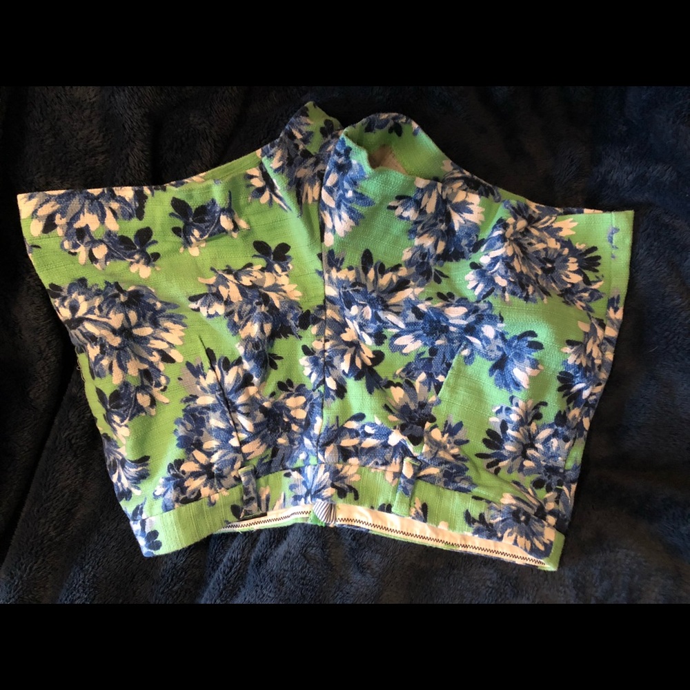 J Crew textured shorts mint and blue floral 12